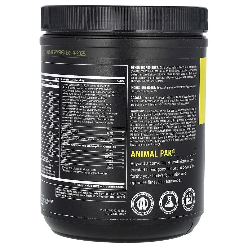Animal Pak Powder 417g Fruit Punch (14.7oz)