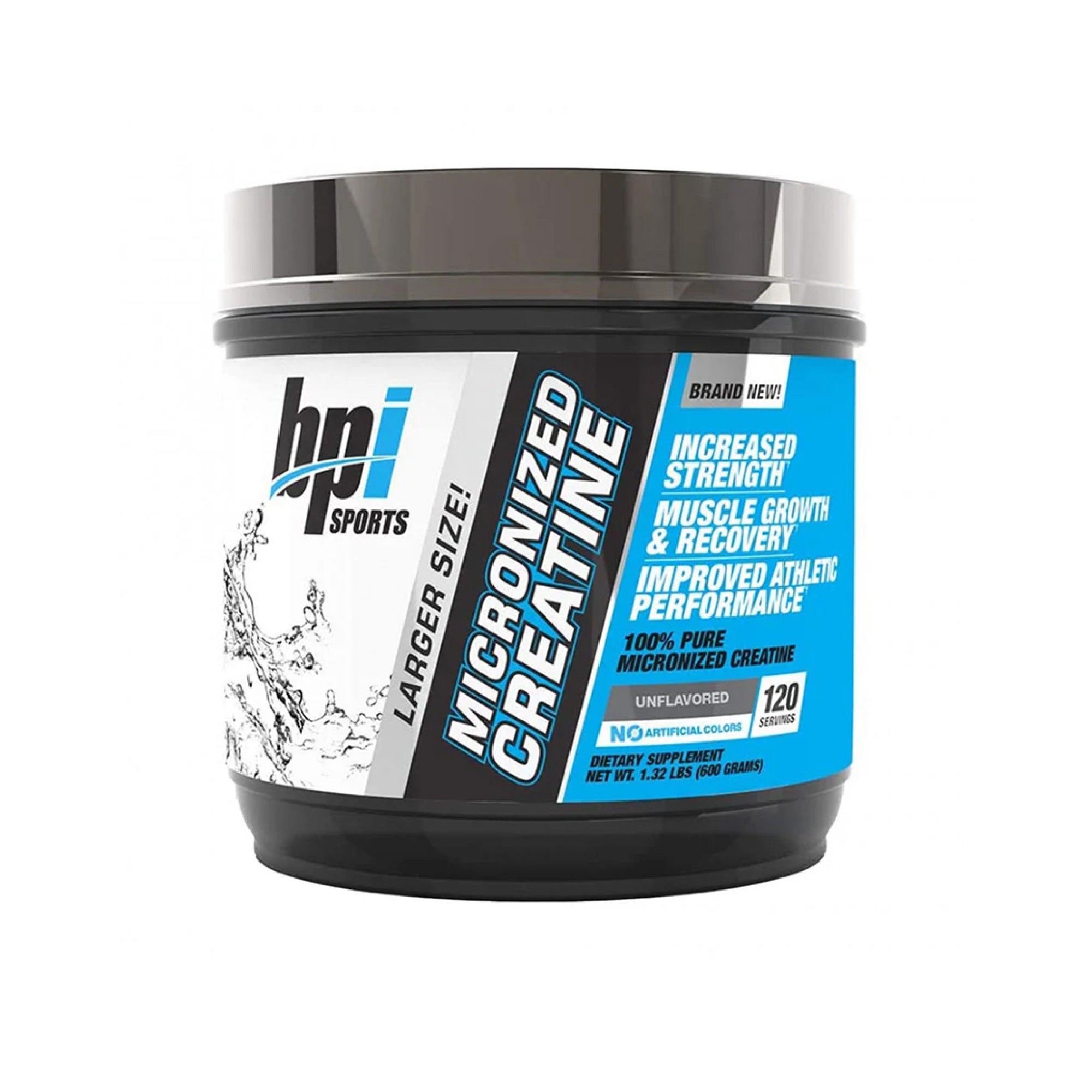 BPI Sports Creatine Monohydrate Unflavored 600g – Pure Micronized Creatine 1.32 Lbs (120 Servings)