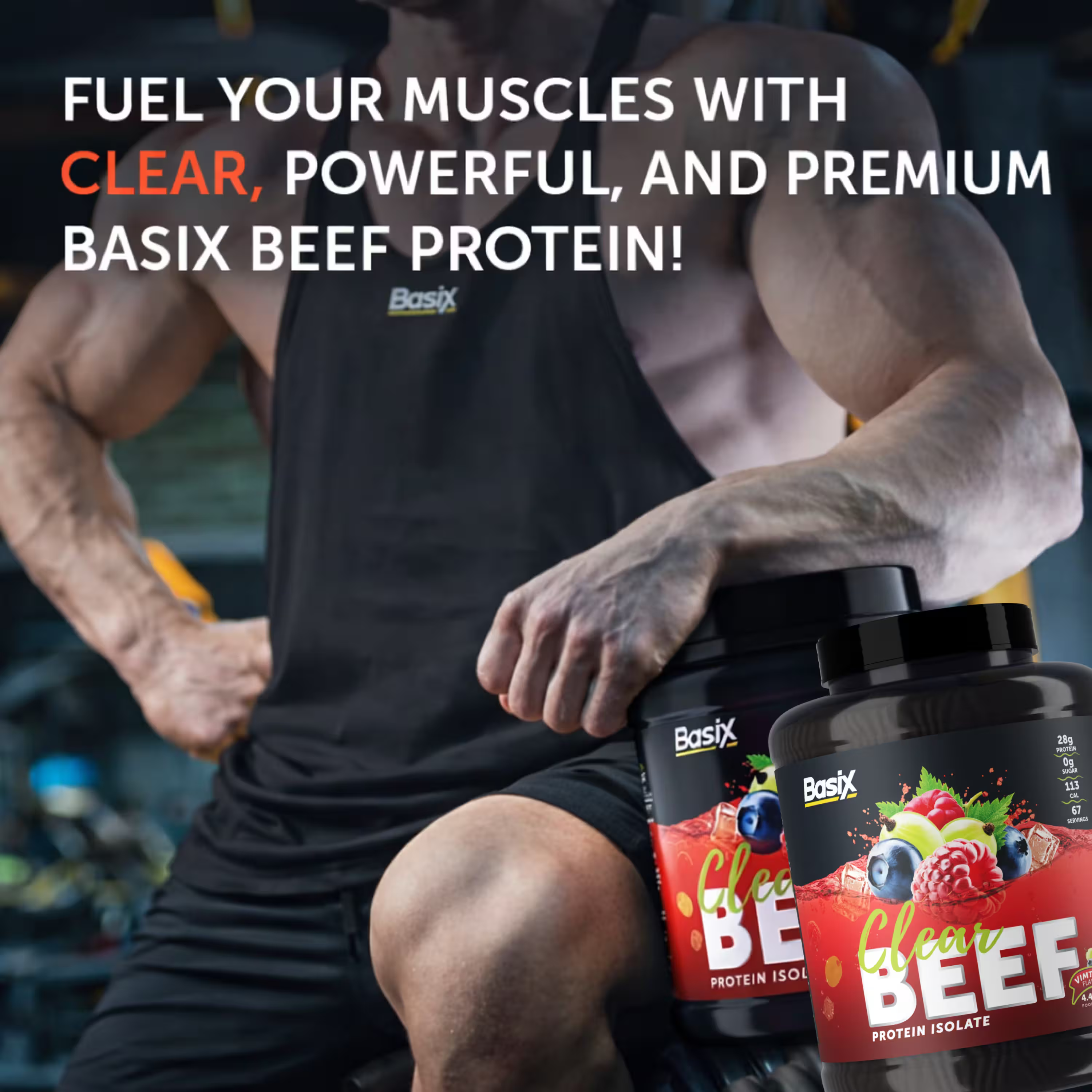 Basix Clear Beef Protein Isolate - Vimtonic Flavor - 4.4lb Powder