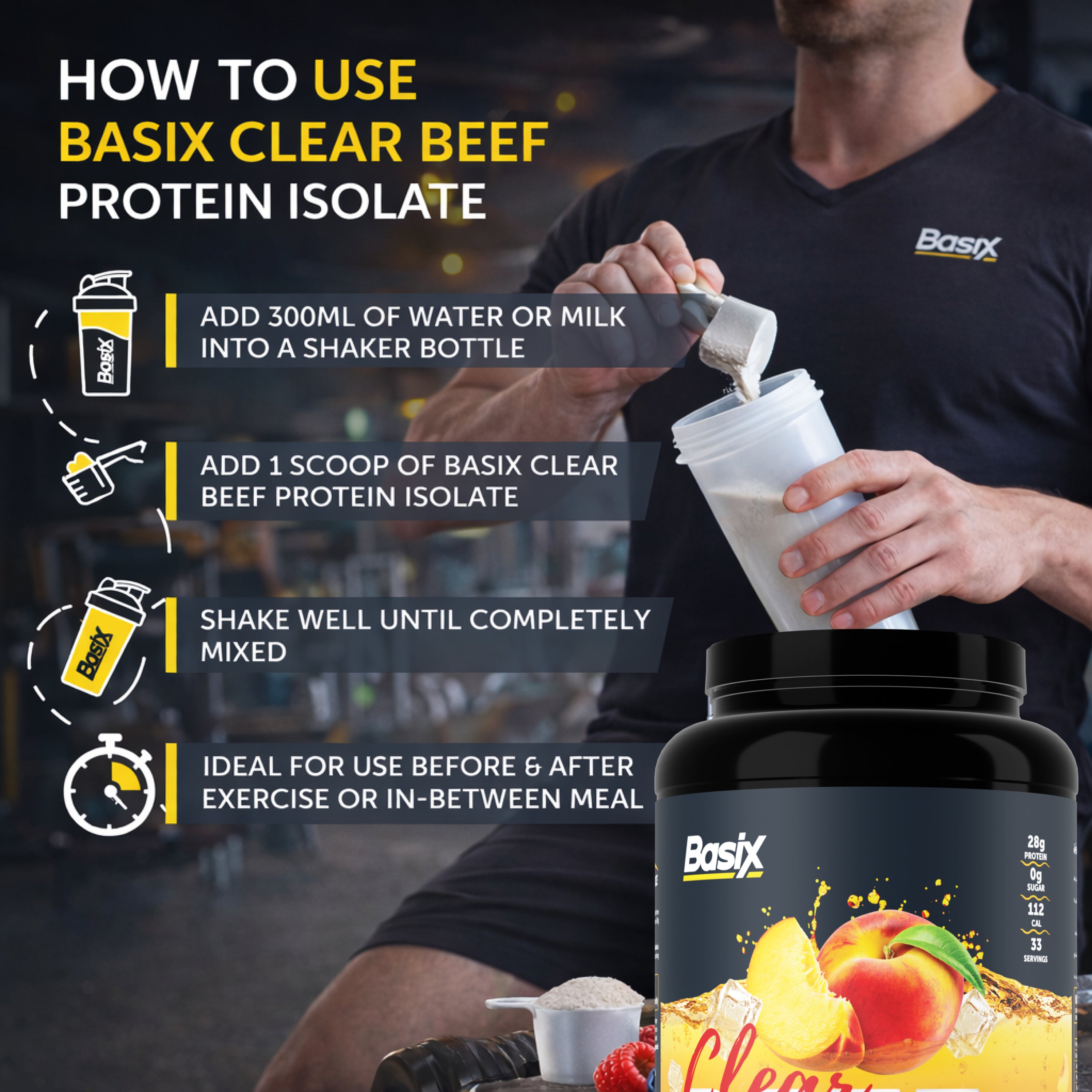 Basix Clear Beef Protein Isolate – Sugar-Free Paleo Supplement Powder