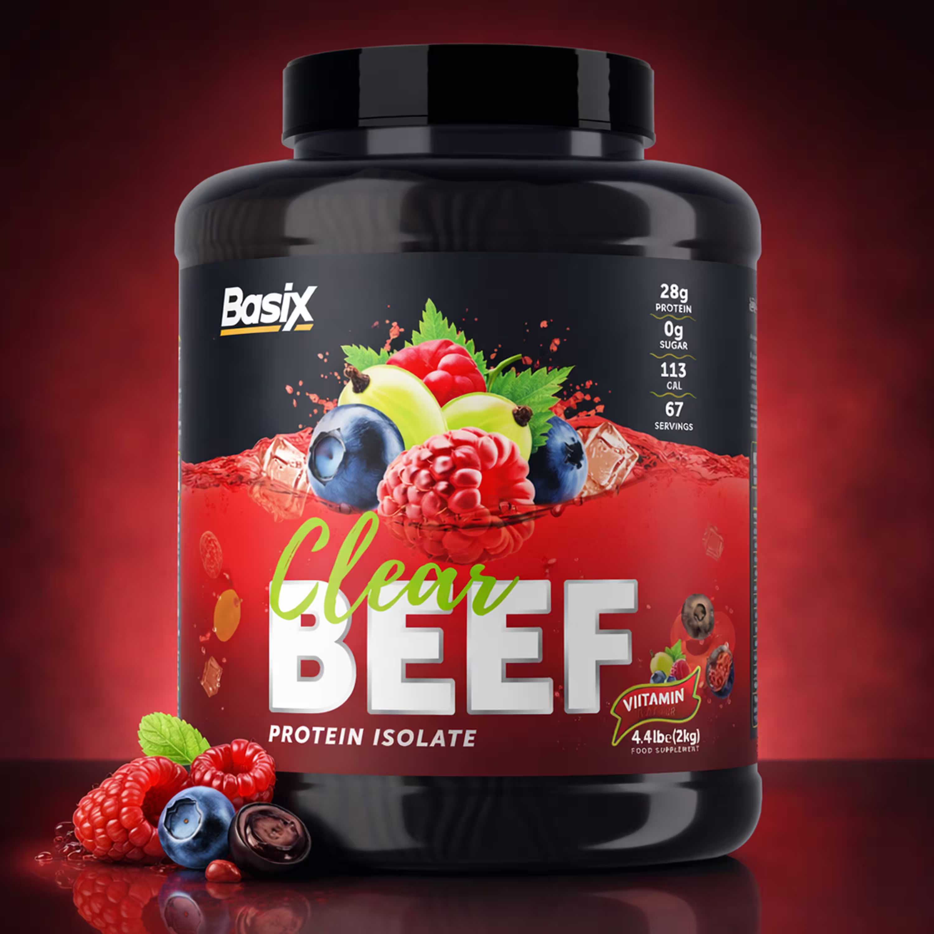 Basix Clear Beef Protein Isolate - Vimtonic Flavor - 4.4lb Powder