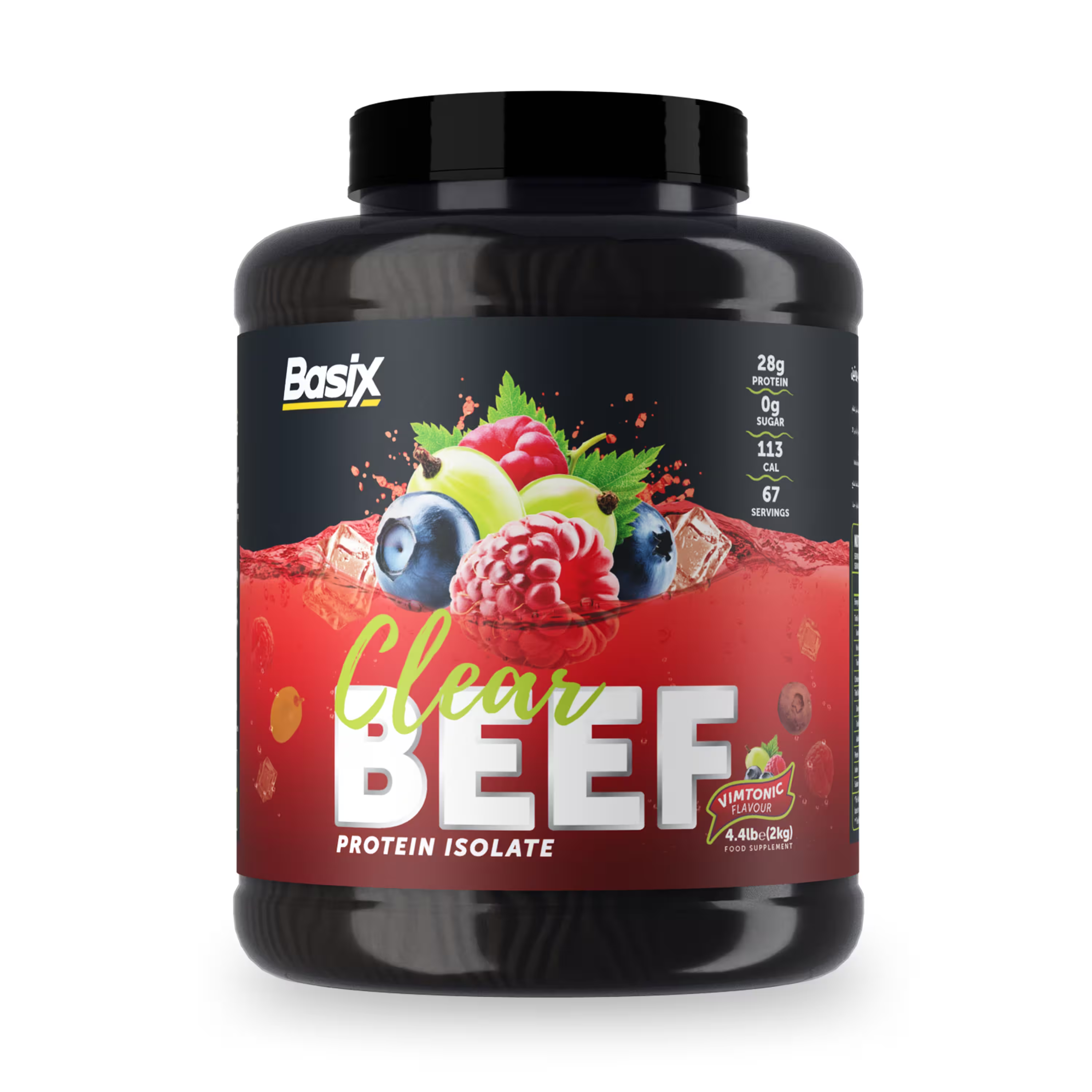 Basix Clear Beef Protein Isolate - Vimtonic Flavor - 4.4lb Powder