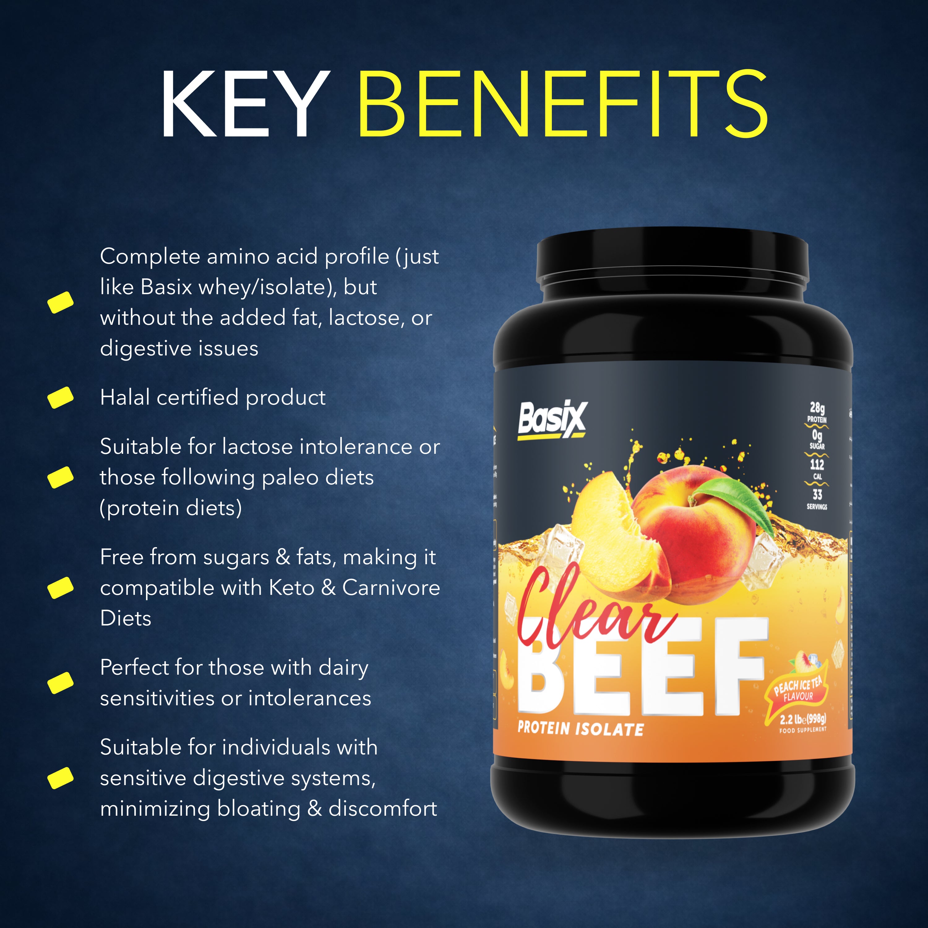 Basix Clear Beef Protein Isolate – Sugar-Free Paleo Supplement Powder