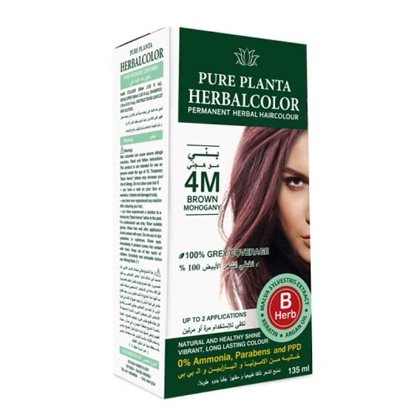 صبغة شعر خالية من الأمونيا من Pure Planta 135 مل 4M بني موهوجني