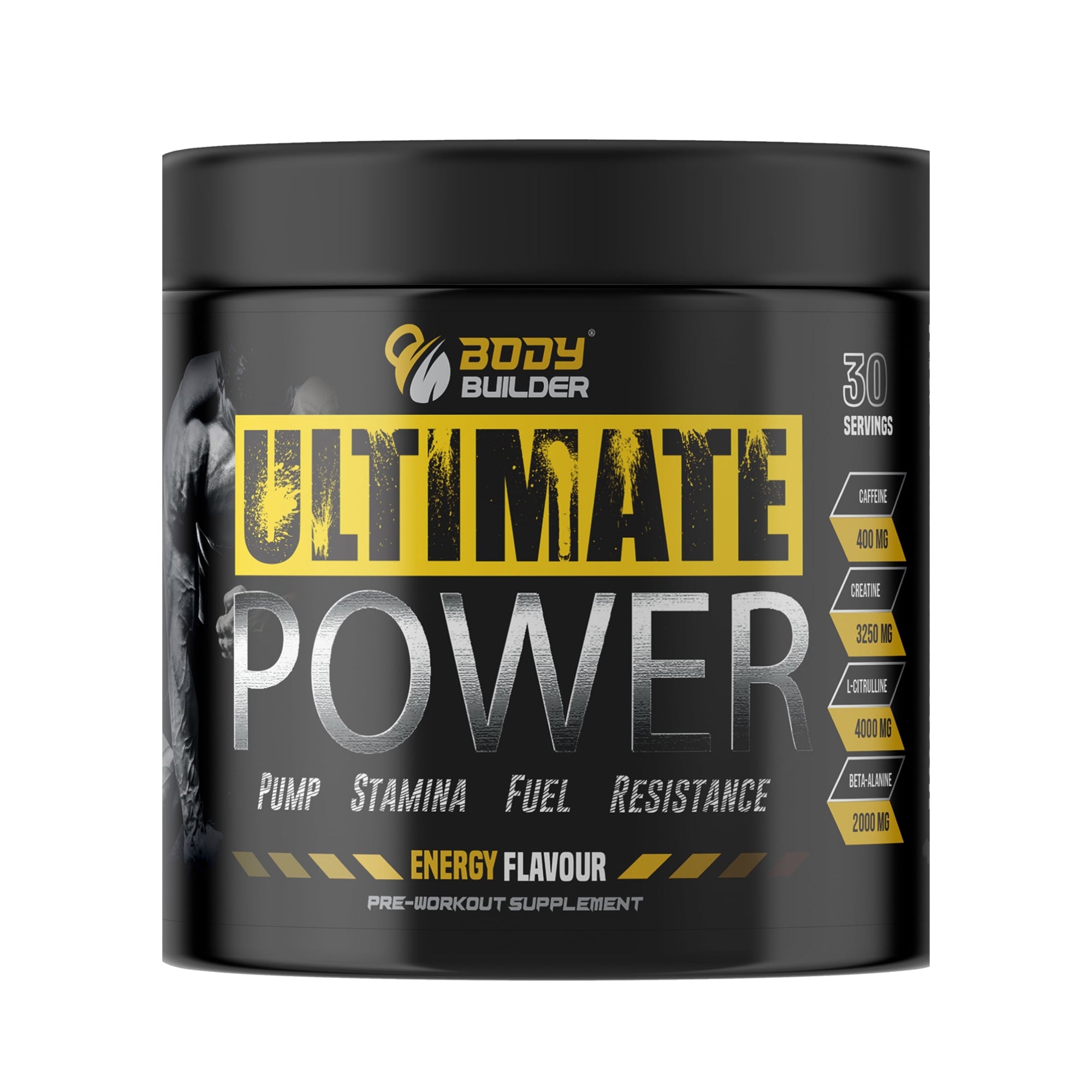 مكمل غذائي "أولتيميت باور إنيرجي" بنكهة بودي بيلدر – مكمل غذائي لتحسين الأداء قبل التمرين 400 غرام