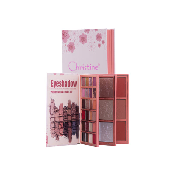 Christine Pallete 24color CH-K2311 4 in 1 Notebook Eye Shadow + Highlighter + Blush + Lipstick