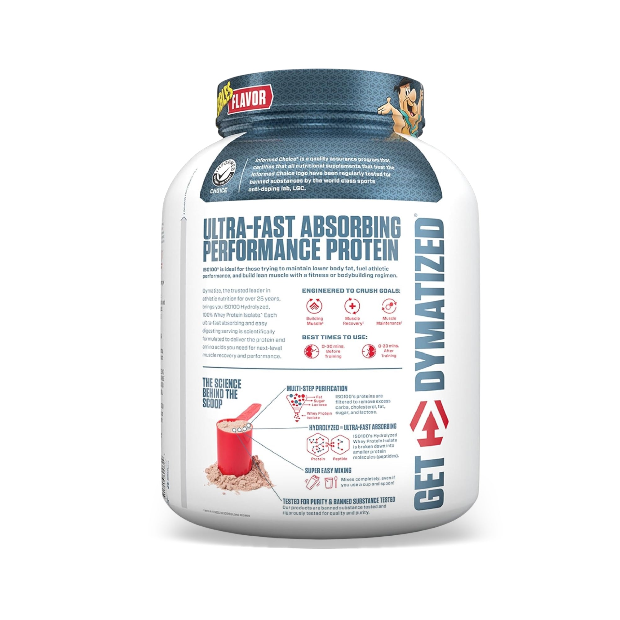 مسحوق بروتين دايمايز ISO 100 المتحلل - بنكهة حبوب الكاكاو، 5 أرطال