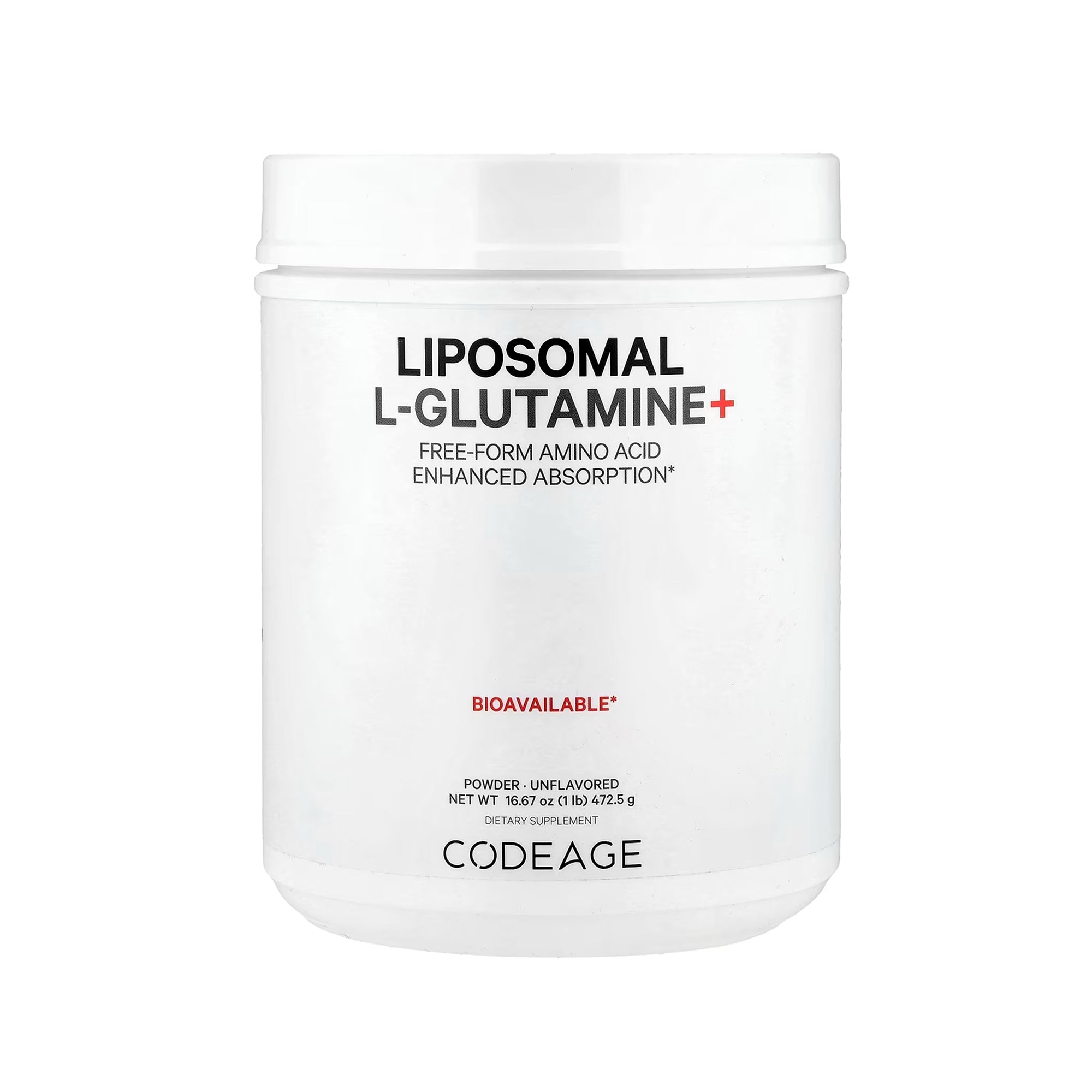 Codeage مسحوق L-Glutamine+ الليبوسومي بدون نكهة - 16.67 أونصة (472.5 غرام)