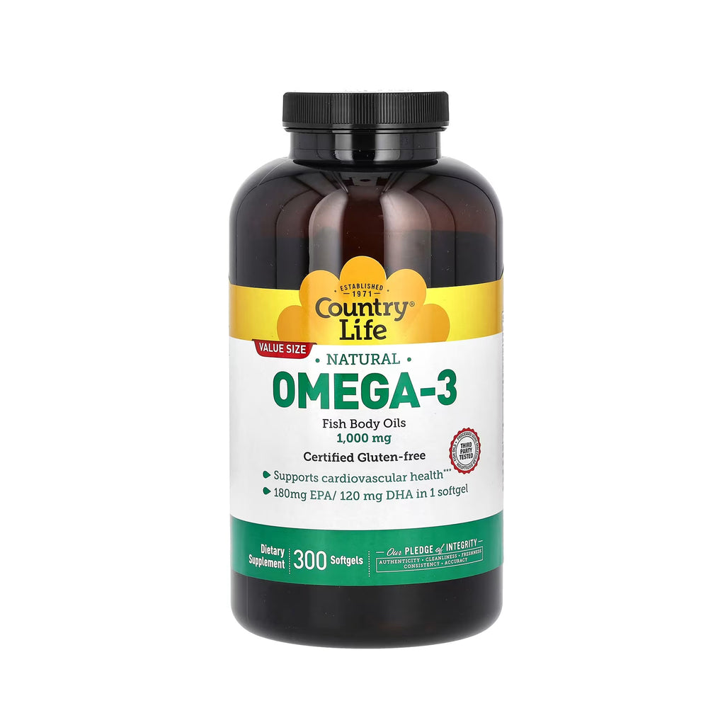 Country Life Omega-3 Fish Body Oils 1000 mg - 300 Softgels