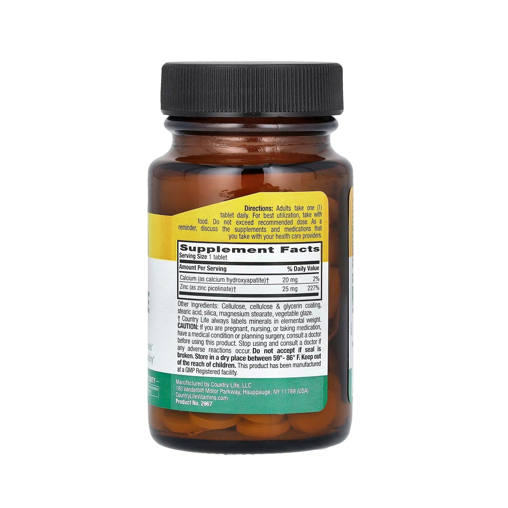 Country Life Zinc Picolinate 25 mg - 100 Tablets