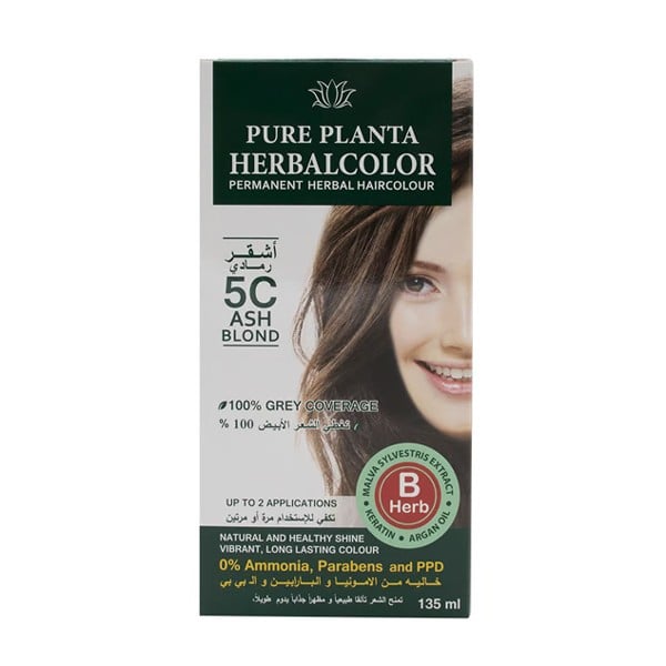 صبغة شعر خالية من الأمونيا من Pure Planta 135 مل 5C أشقر رمادي