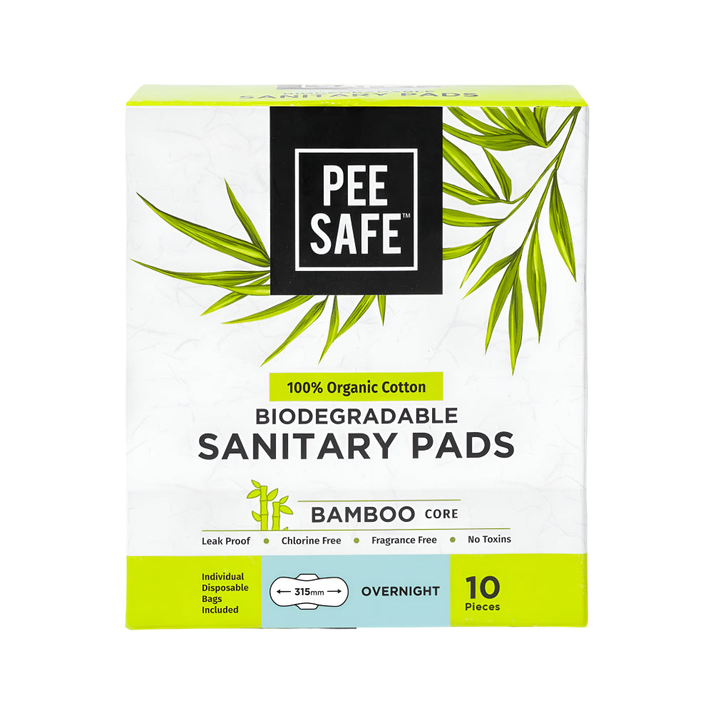 فوط صحية عضوية Pee Safe  10 فوط فوط 100٪ قطن مع قلب من الخيزران فائقة الامتصاص ومقاومة للتسرب حجم كبير مناسب للليل