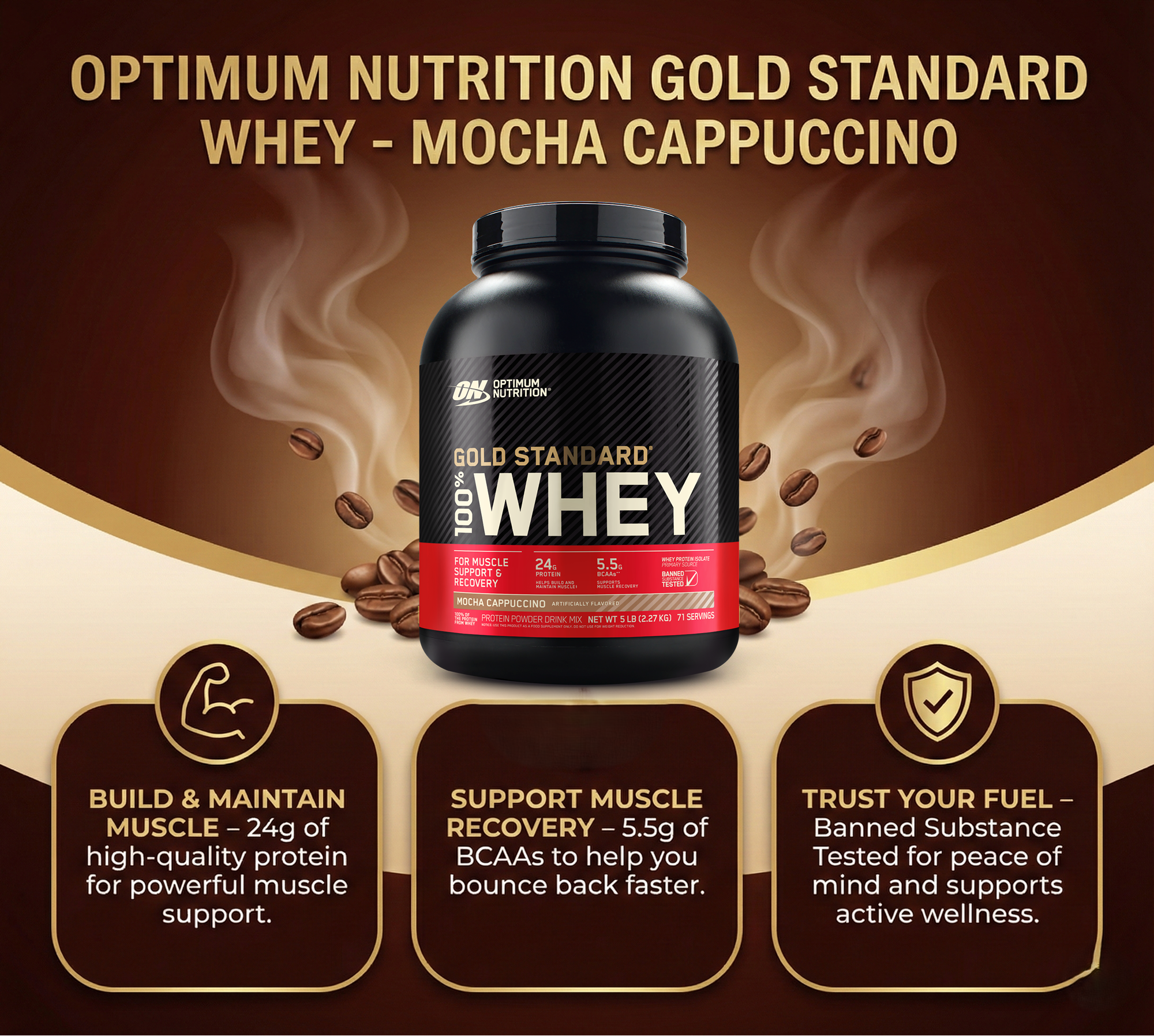 أوبتيموم نيوتريشن جولد ستاندرد® 100% واي - ٥ ارطال