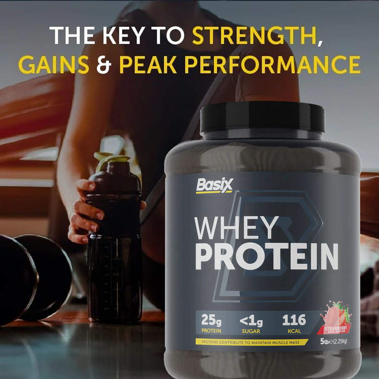 بروتين مصل اللبن من باسيكس ماسل بنكهة الفراولة 5 أرطال