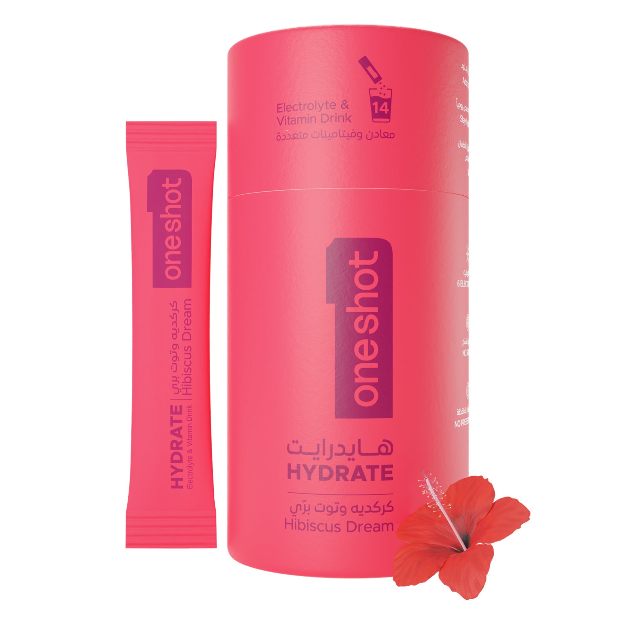 Oneshot Hydrate - Electrolyte Drink - Hibiscus Dream (14 Sticks)