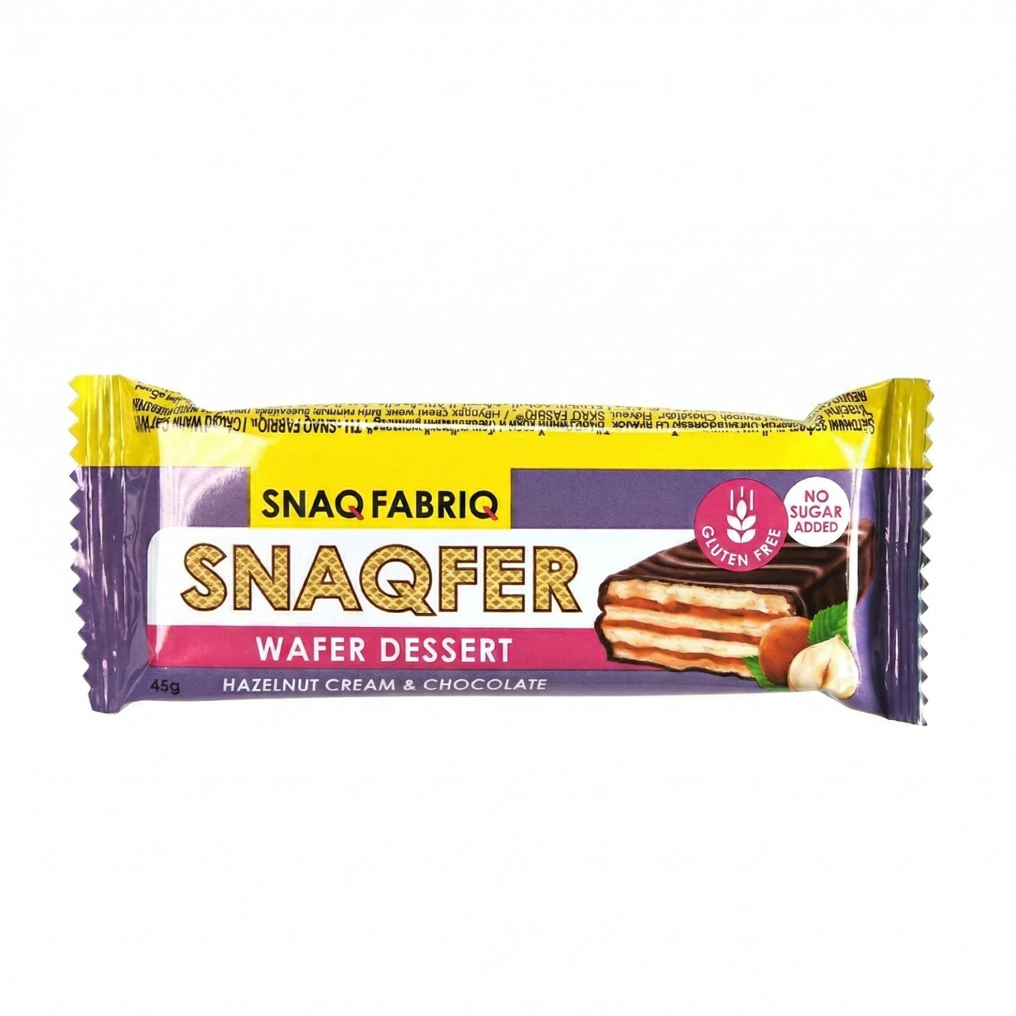 Snaq Fabriq Glazed Wafer Bar – Hazelnut Cream & Belgian Chocolate 45g
