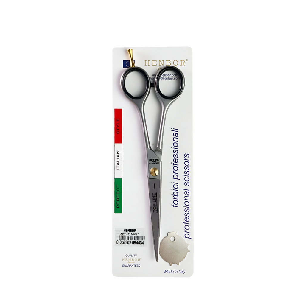 Henbor Hair Scissors Top Line Steel And Finger Rest Size 6.5