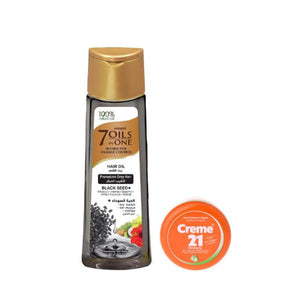 Emami hair oil 7in1 free for premature graying with black seed 300ml + cream 21ml