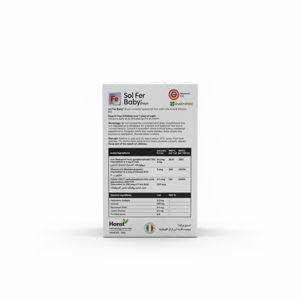 Honst Sol Fer Baby Iron Drops with Folic Acid & Vitamin B12 – 30ml