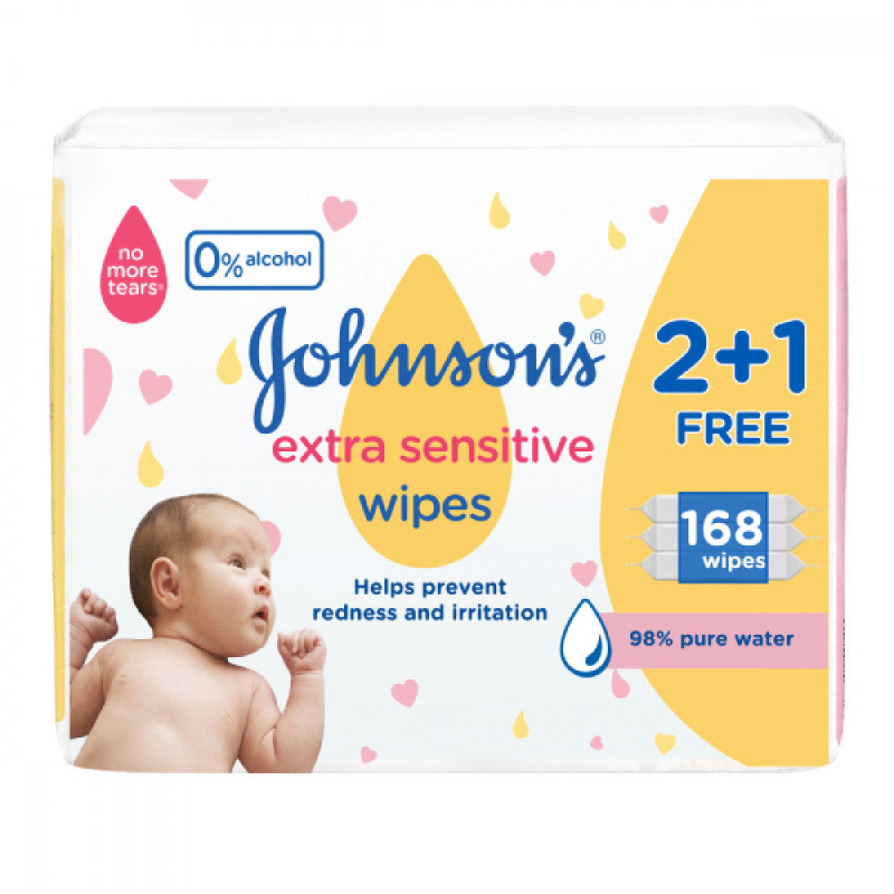Johnson's Johnson's Baby Wipes 168Wipes Extra Sensltive 2+1 Free