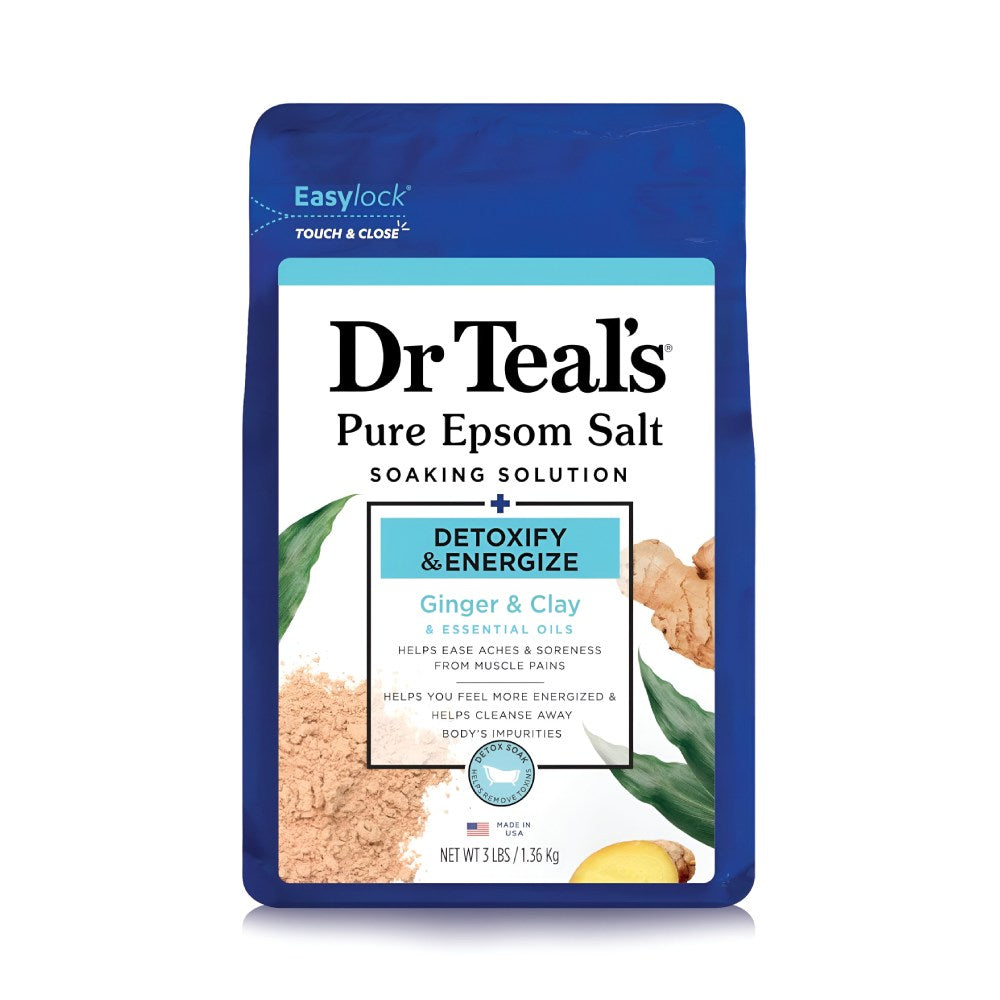 Dr Teals Dr Teals Spa Salt 1360g Pure Epsom Salt Detoxify Energize Ginger And Clay