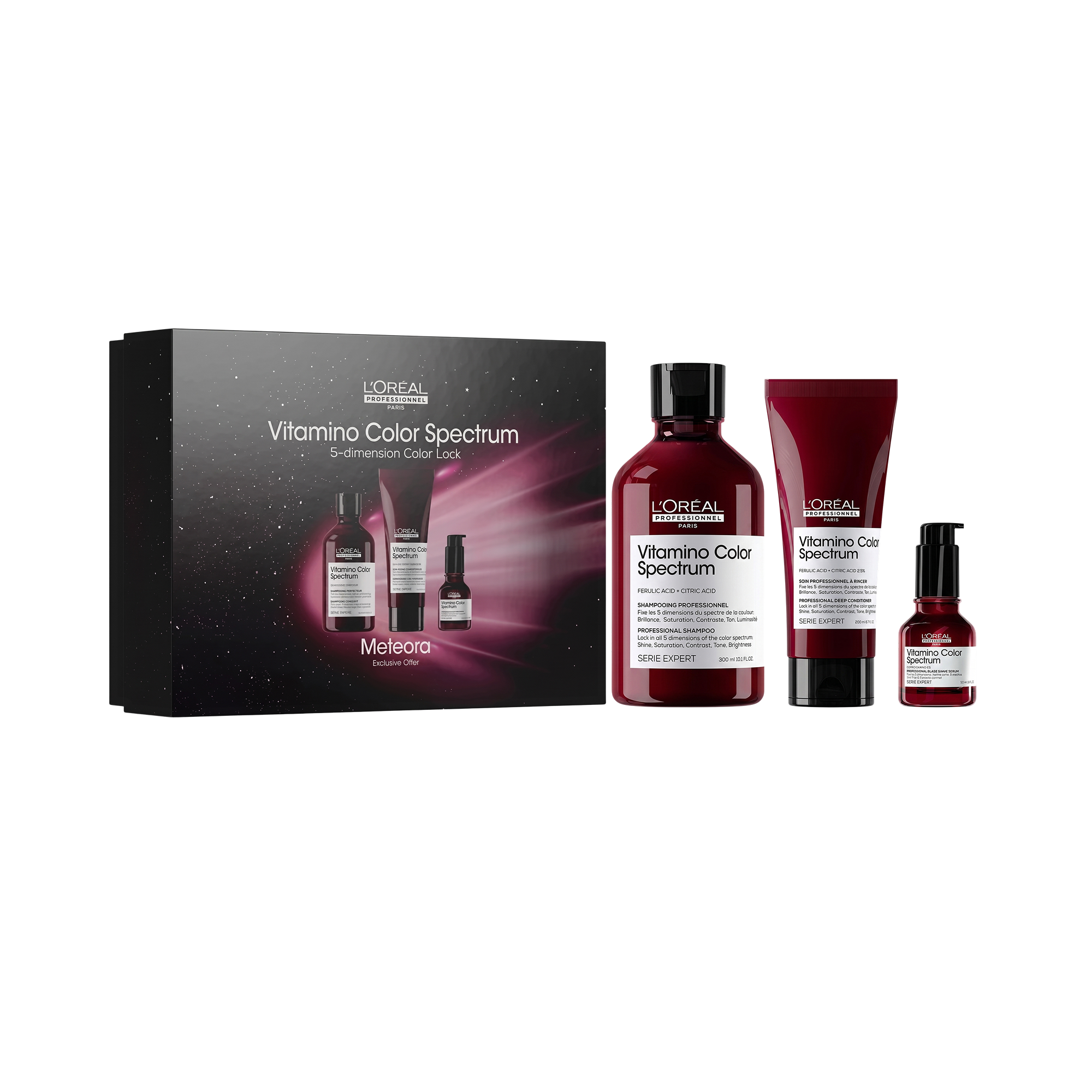 L'Oréal Professionnel Vitamino Color Spectrum Haircare Gift Set Trio | Shampoo, Conditioner & Serum for Colored Hair