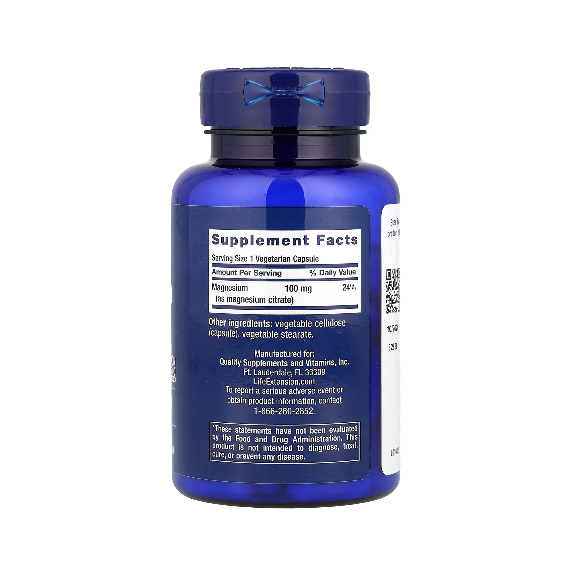 Life Extension Magnesium (Citrate) 100 mg - 100 Vegetarian Capsules