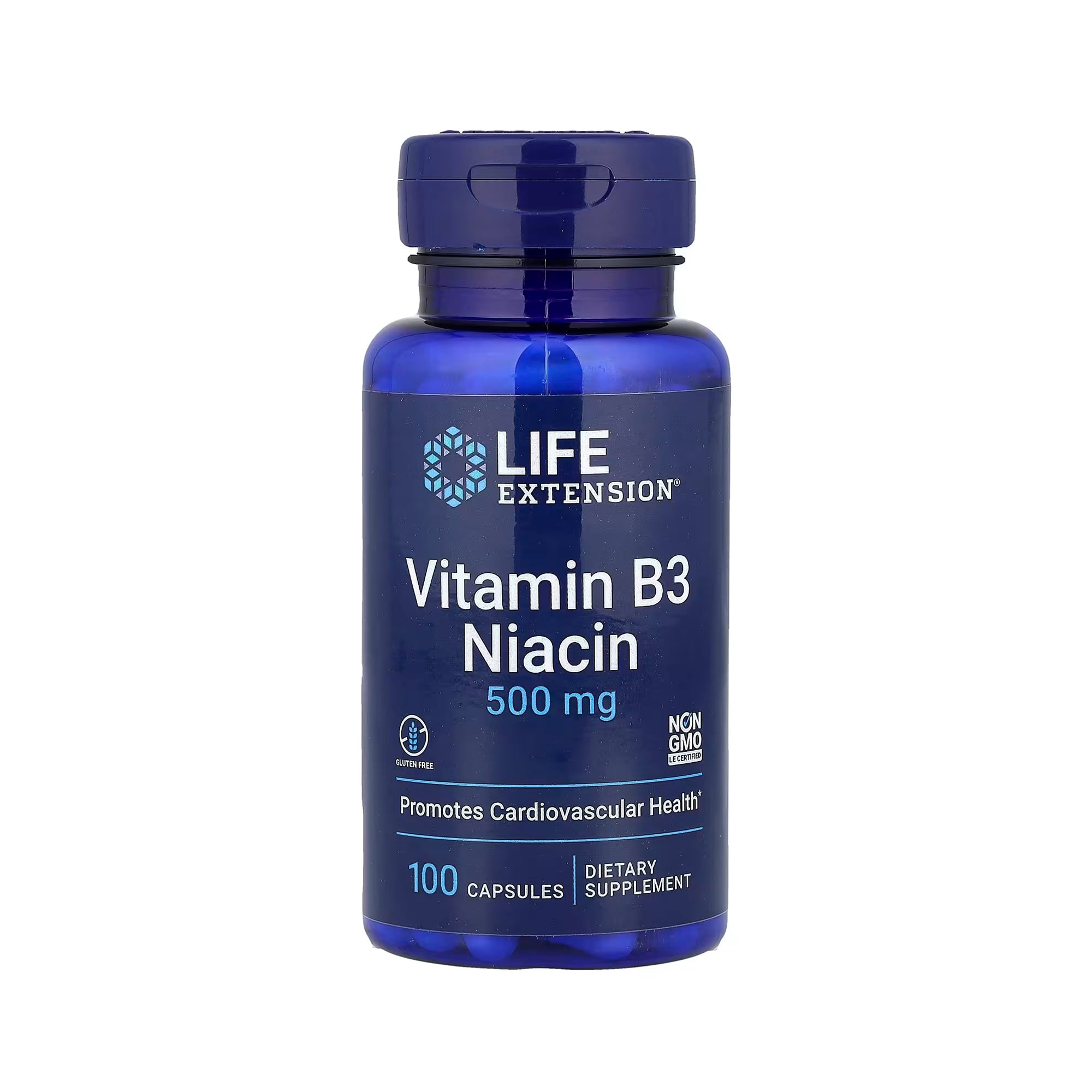 Life Extension Vitamin B3 Niacin 500 mg - 100 Capsules