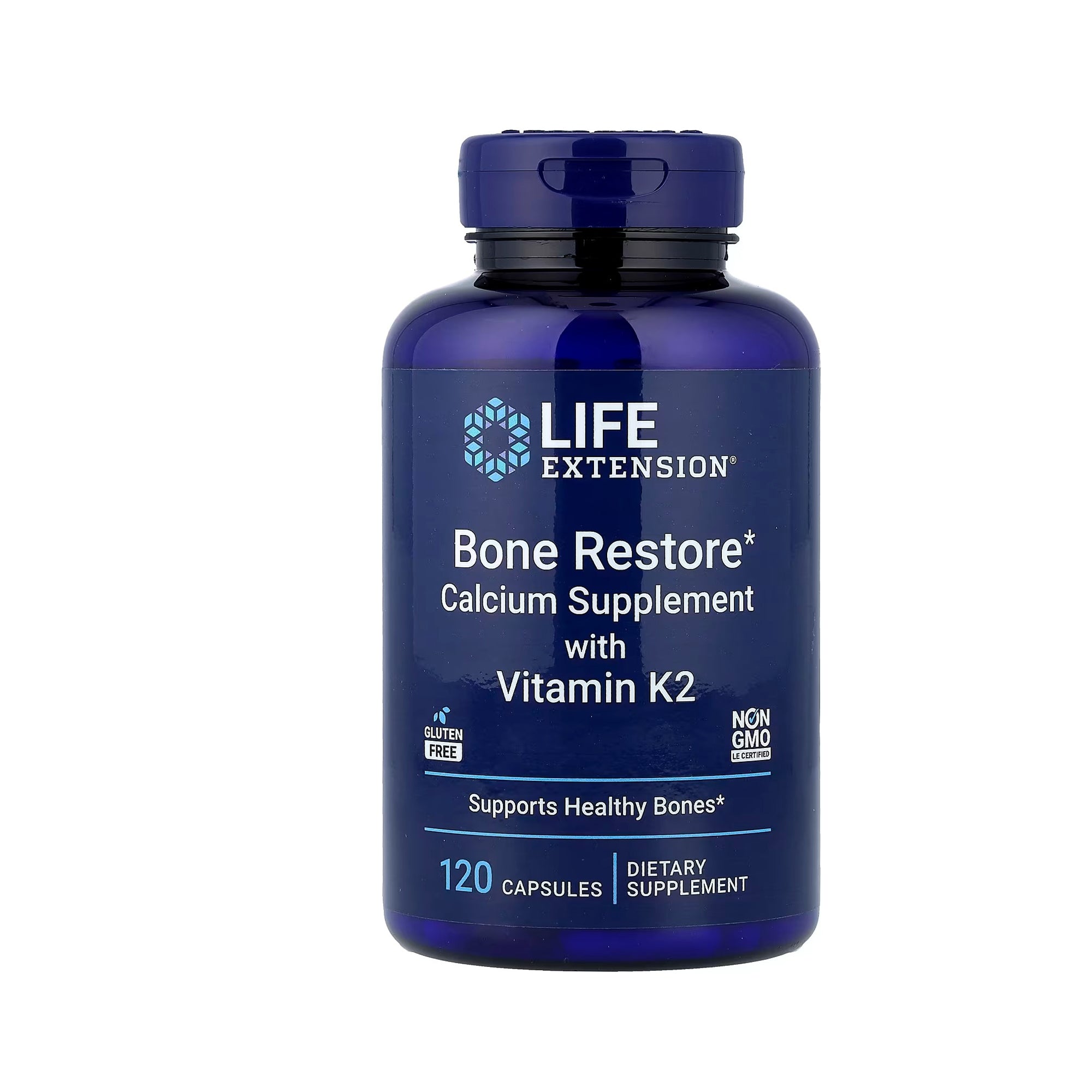 Life Extension Bone Restore Calcium Supplement with Vitamin K2 - 120 Capsules