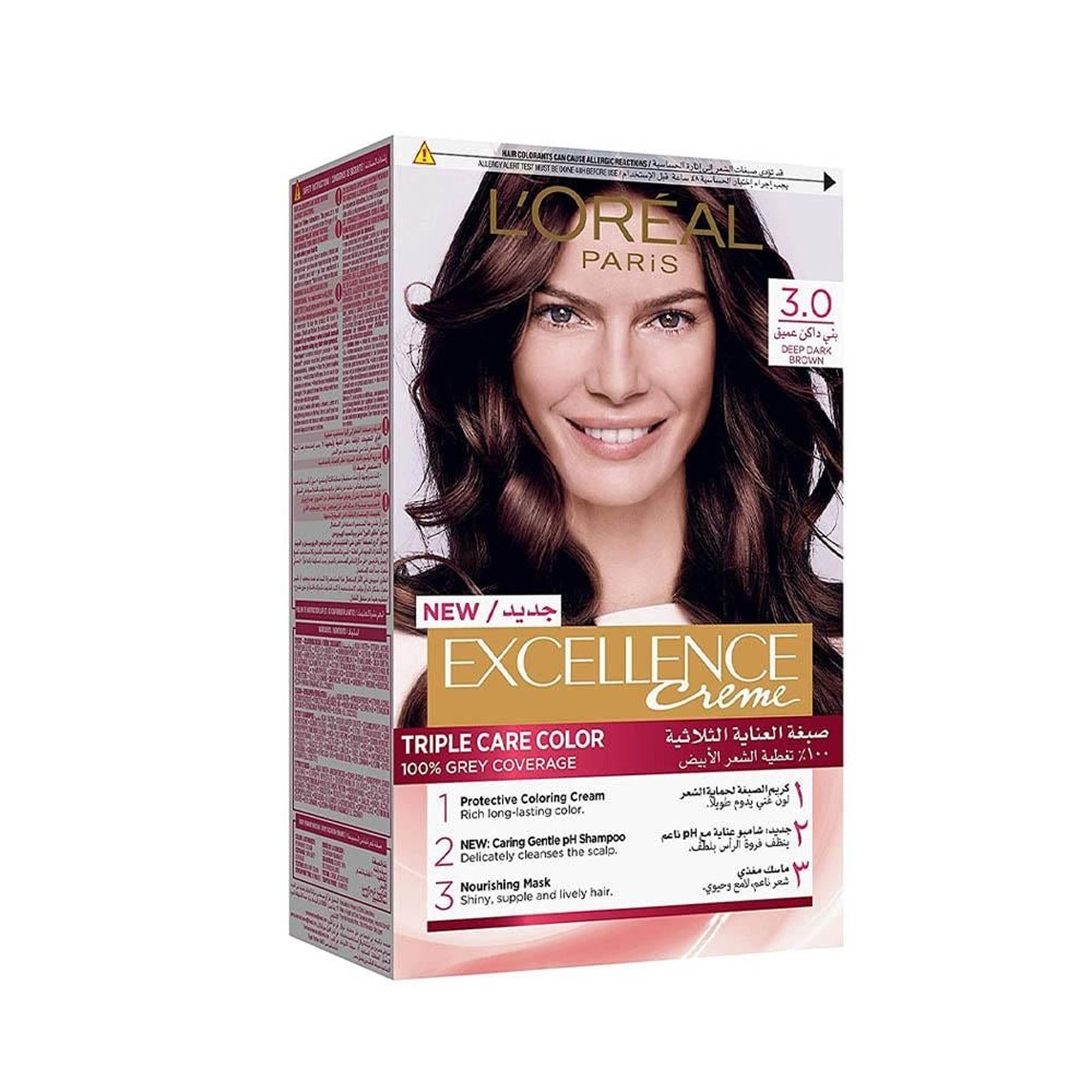 Loreal Hair Color Cream Excellence Triple Care 3 Dark Brown
