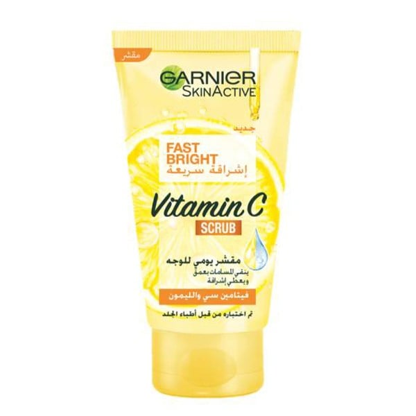 Garnier face scrub 150ml skin active fast bright with vitamin c and lemon