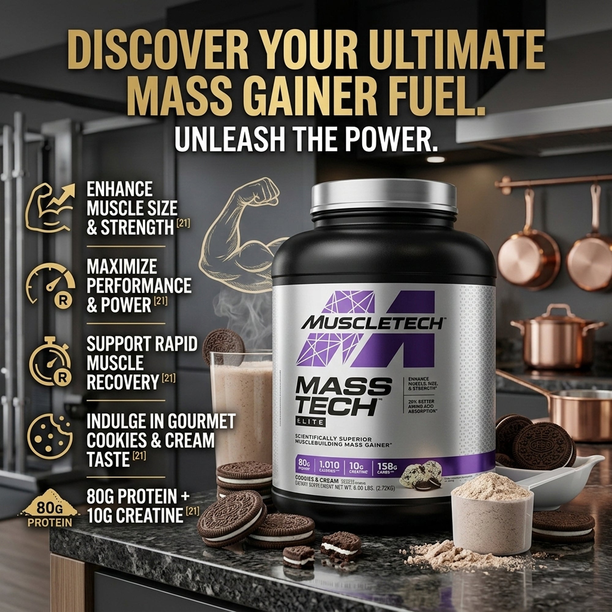 ماسل تيك ماس تيك إيليت كوكيز آند كريم 6 أرطال