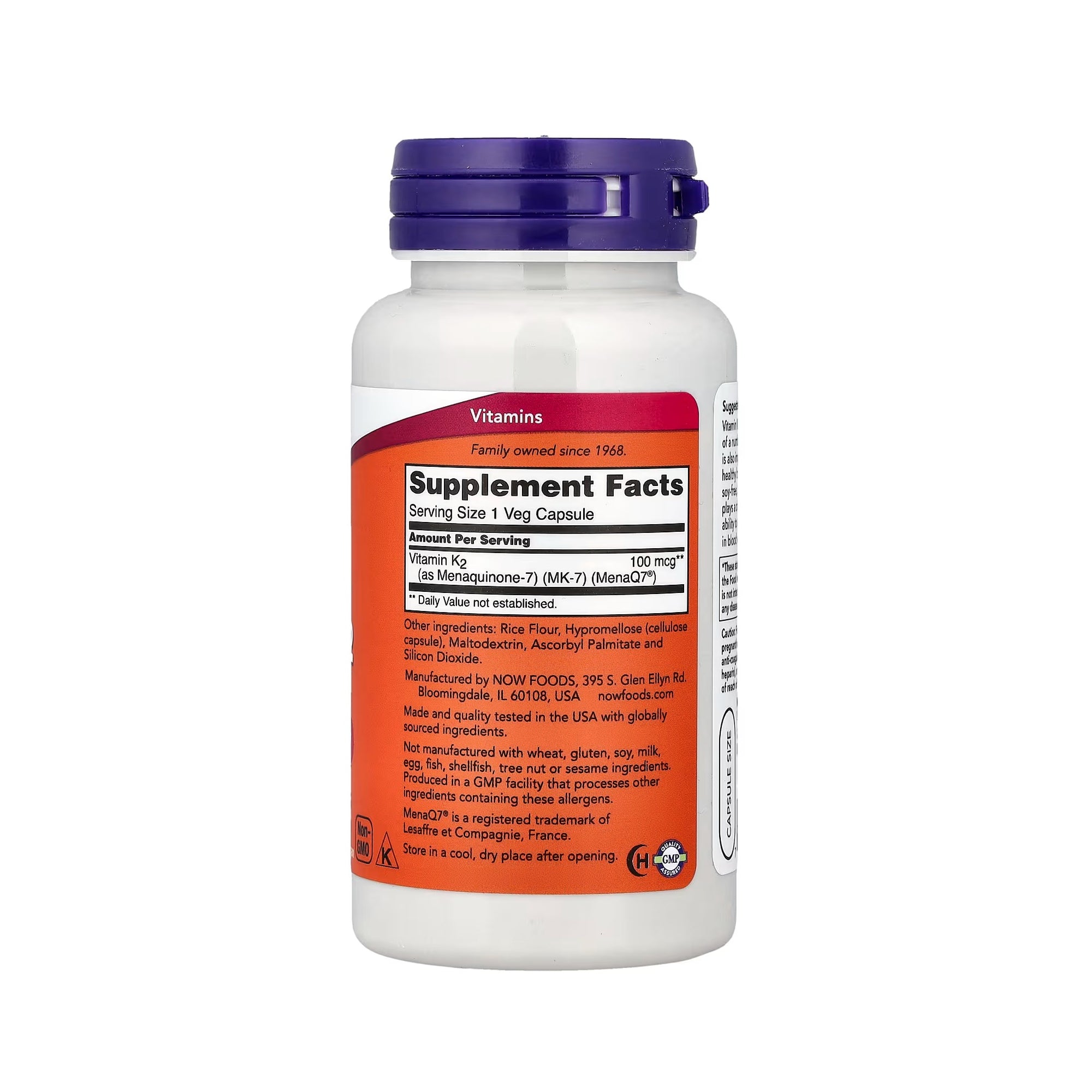 NOW Foods MK-7 Vitamin K-2 100 mcg - 120 Veg Caps