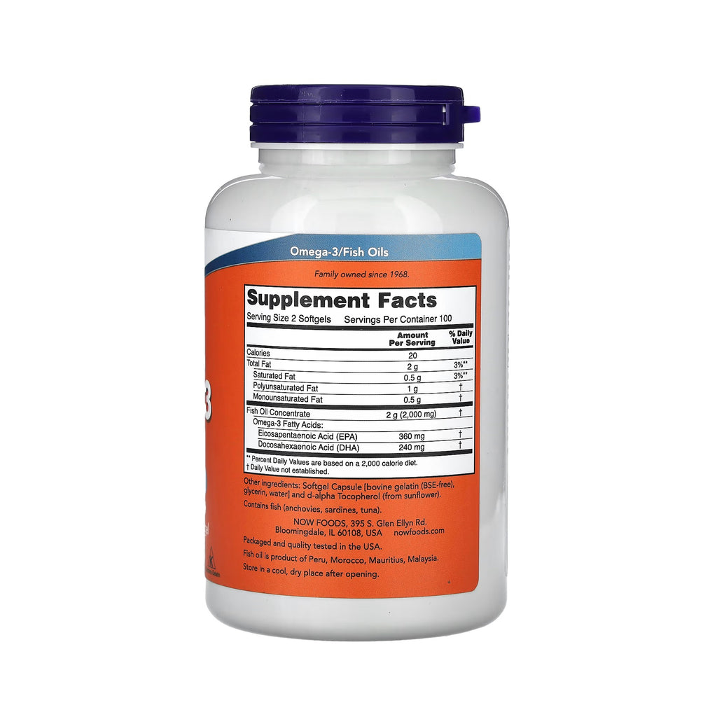 NOW Foods Omega-3 - 200 Fish Softgels