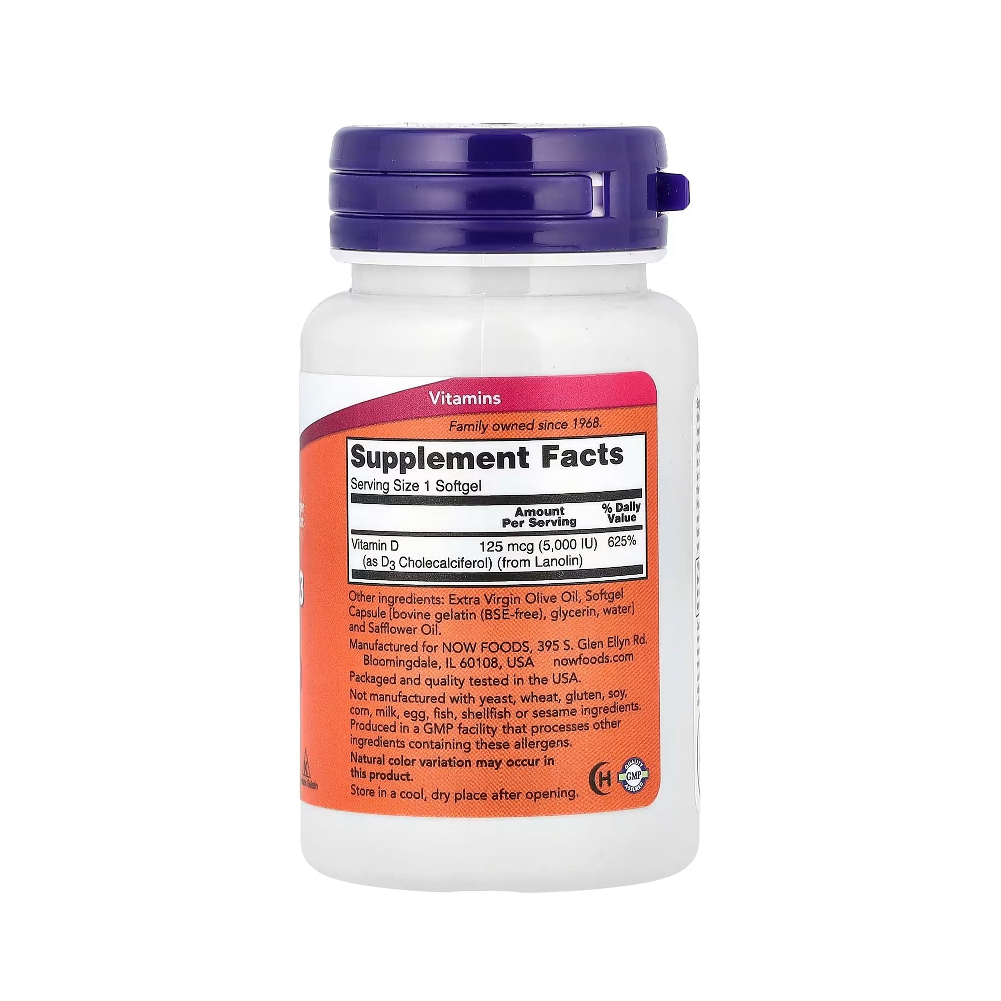NOW Foods Vitamin D-3 5000 IU - 240 Softgels