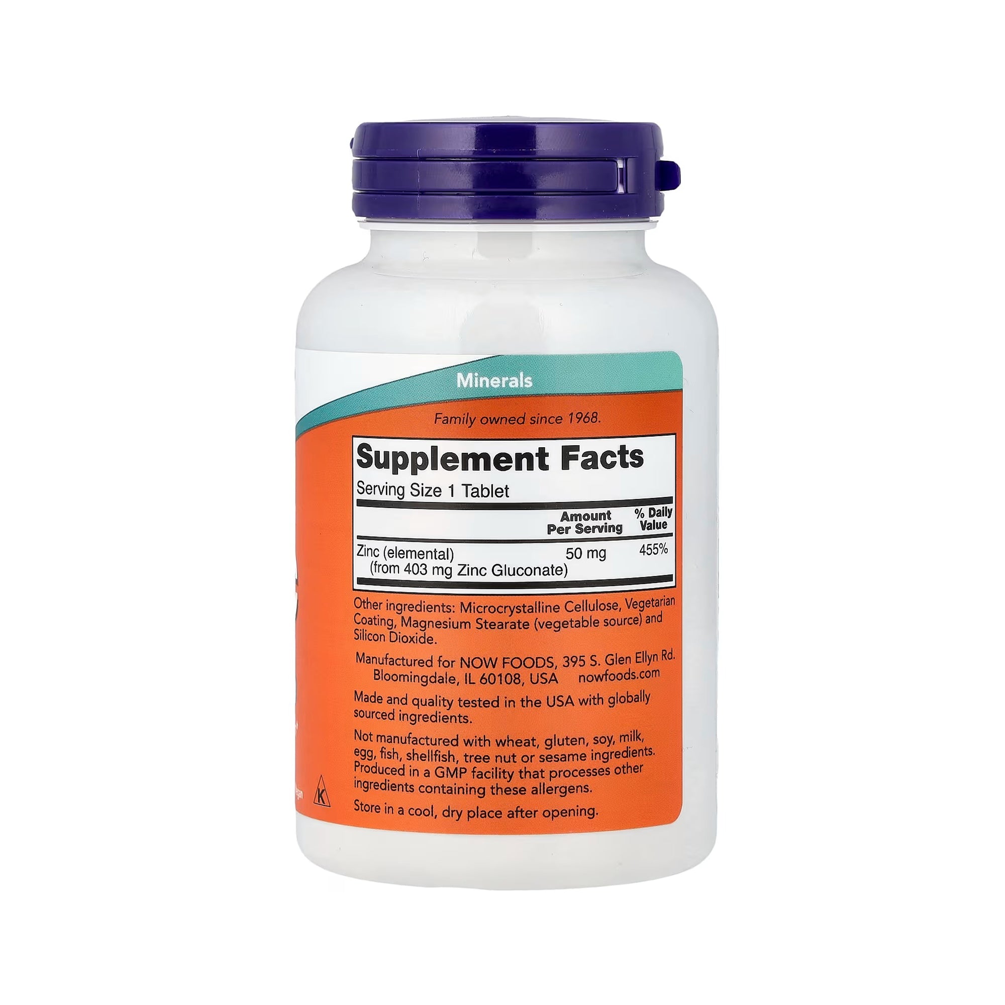 NOW Foods Zinc 50mg - 250 Tablets