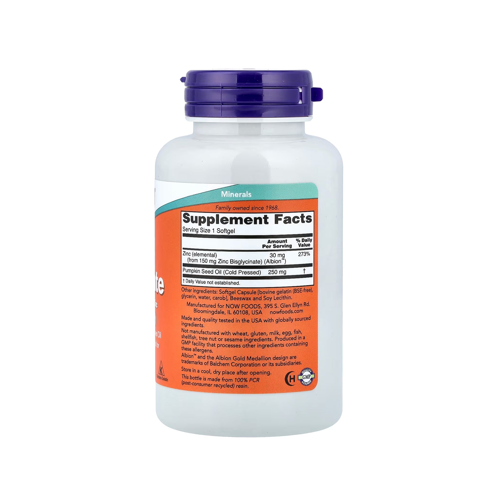 NOW Foods Zinc Glycinate 30 mg - 120 Softgels