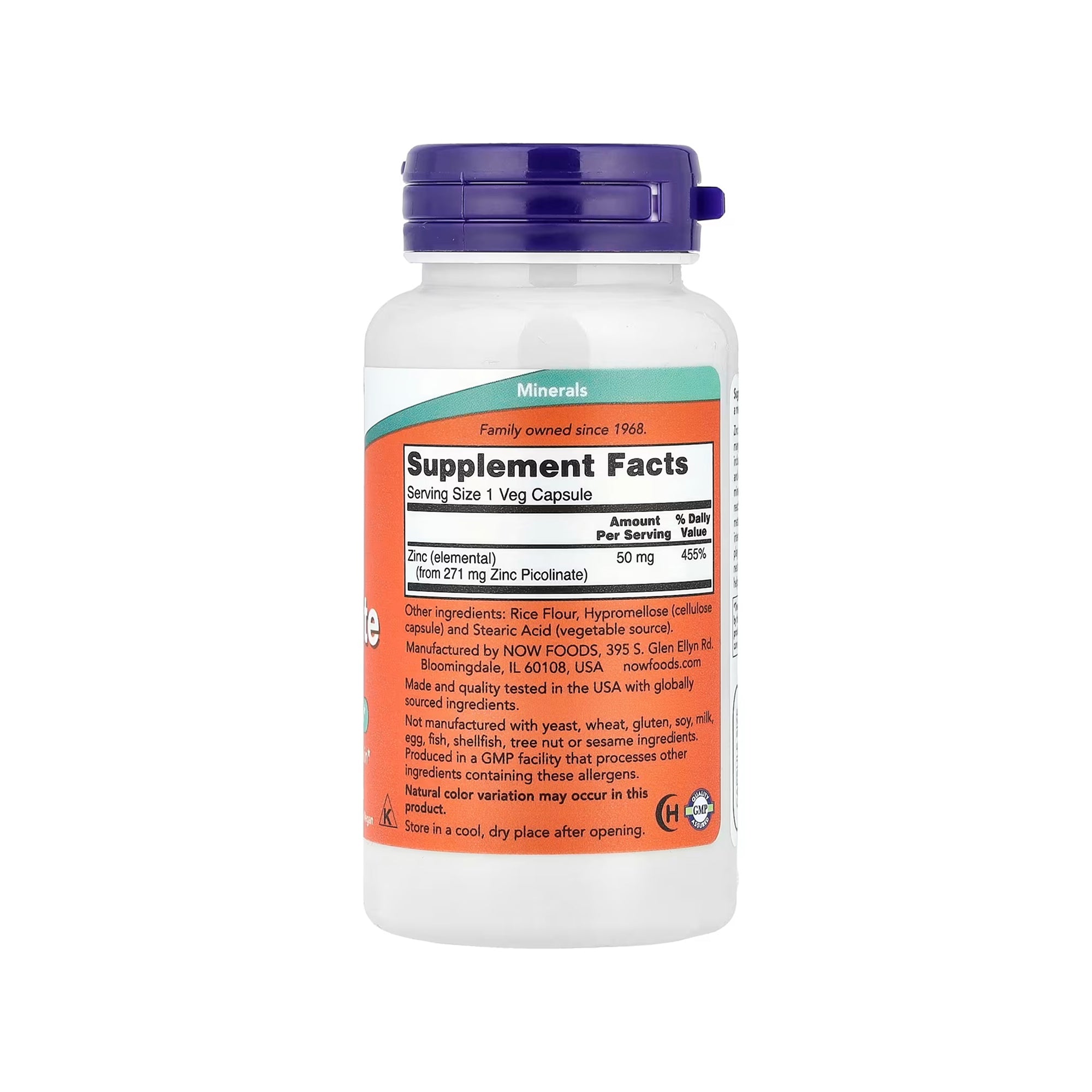 NOW Foods Zinc Picolinate 50mg - 120 Veg Capsules