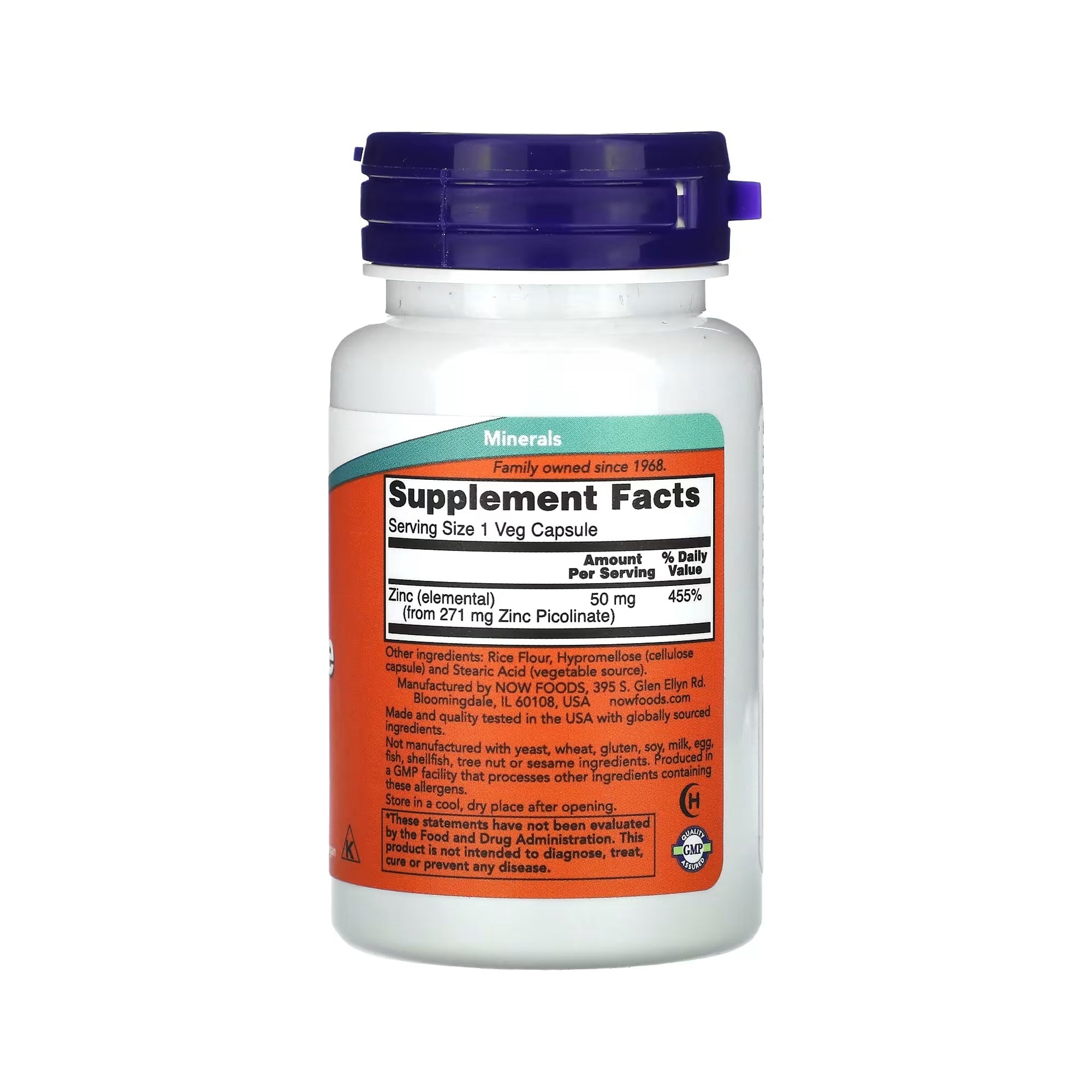 NOW Foods Zinc Picolinate 50 mg - 30 Veg Caps