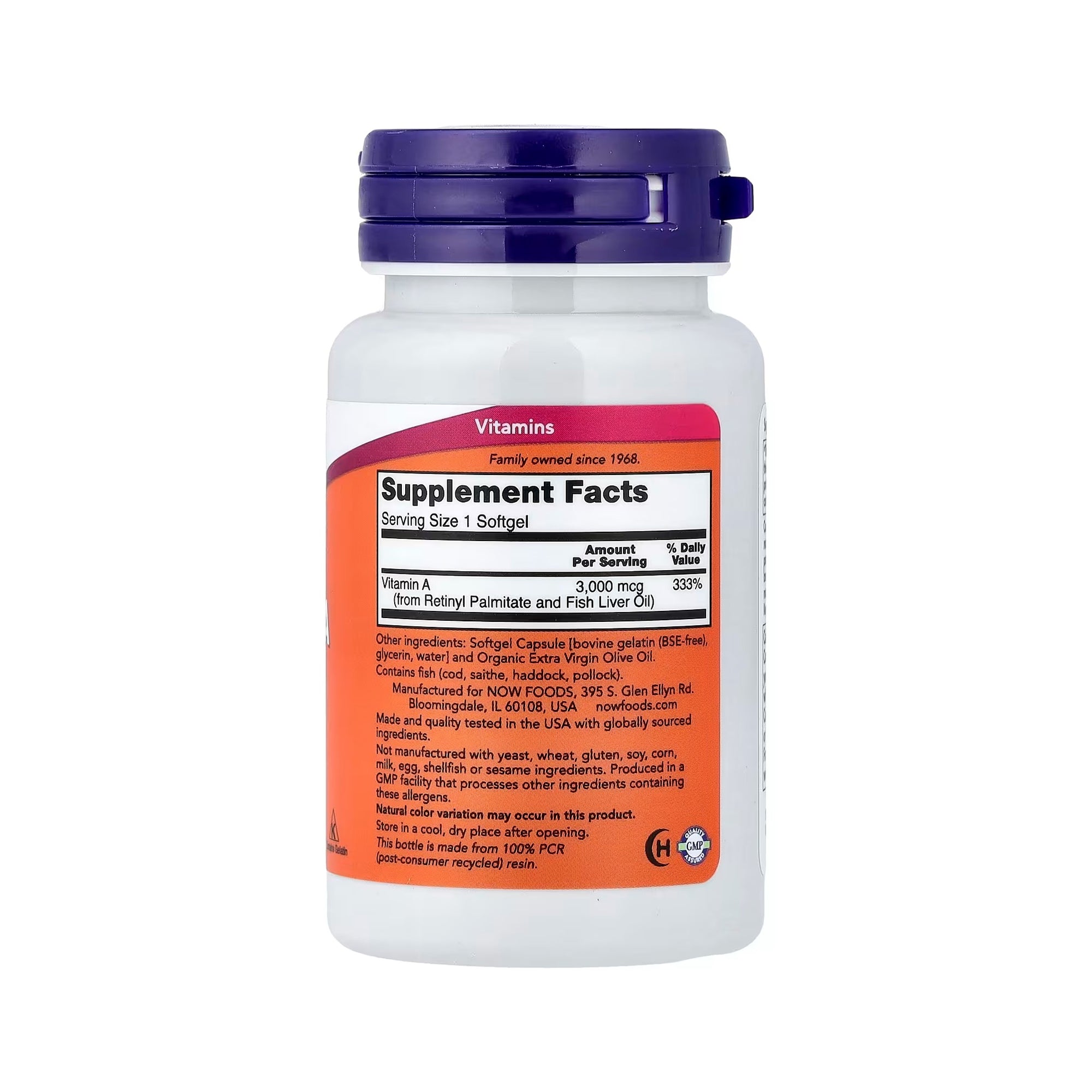 NOW Foods Vitamin A 3,000 mcg (10,000 IU) - 100 Softgels