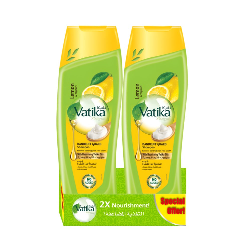 Vatika Hair Shampoo 350ml Anti Dandruff Protection With Lemon And Yogurt Twin Pack