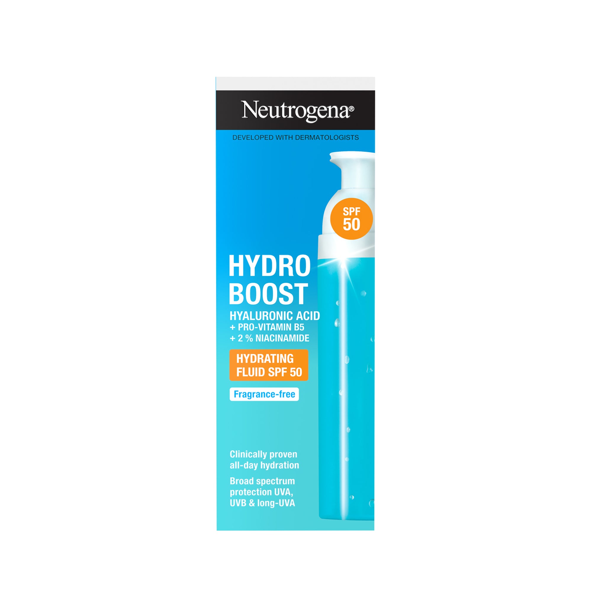 Neutrogena Hydro Boost Fluid Sunscreen – Hydrating Fragrance-Free SPF 50ml