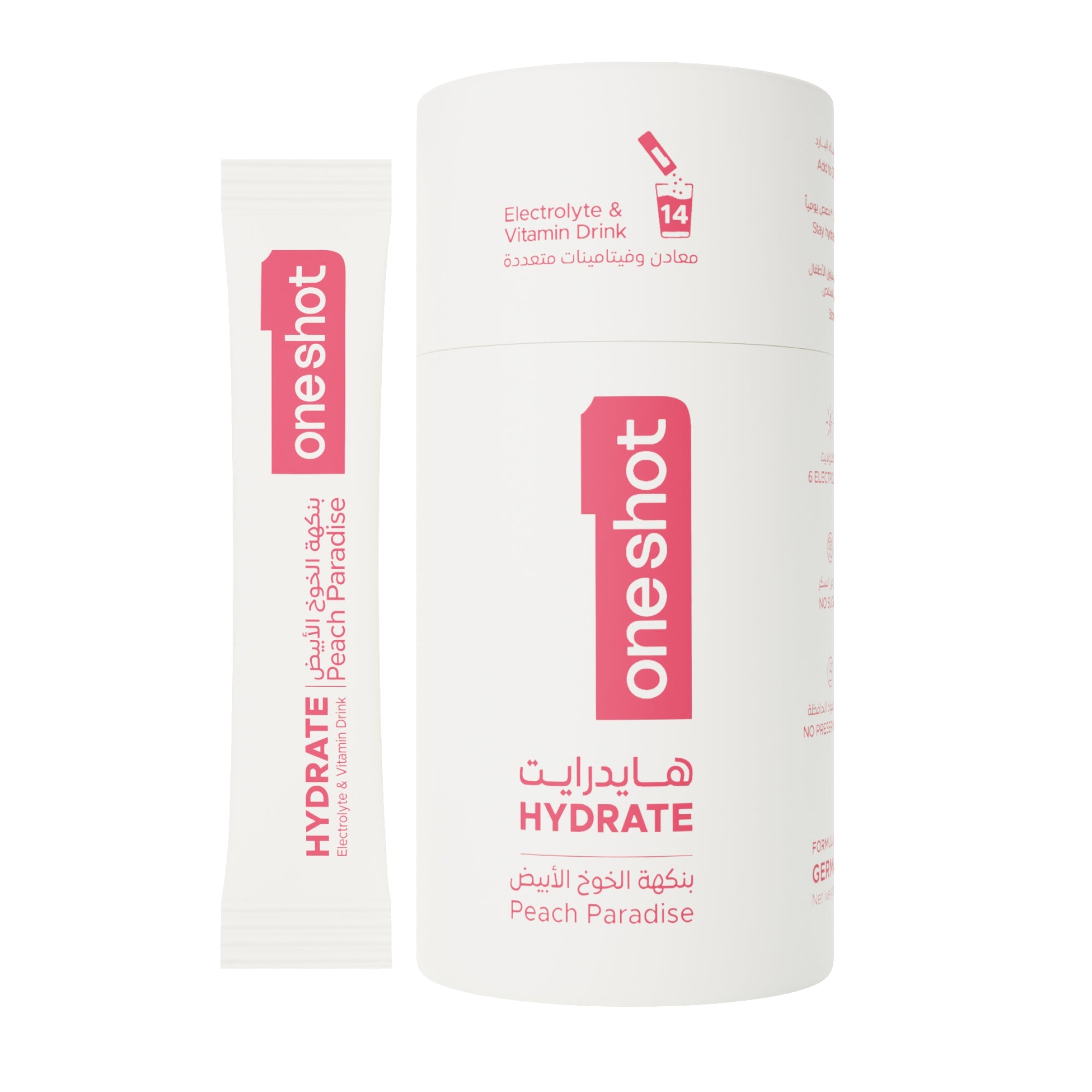 Oneshot Hydrate - Electrolyte Drink - Peach Paradise (14 Sticks)
