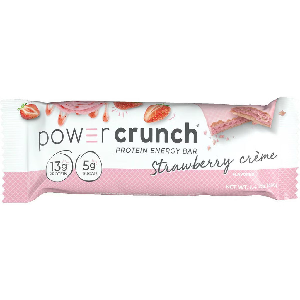 بارات الطاقة من بروتين مصل اللبن بنكهة الفراولة والكريمة من Power Crunch - 13 جرام من البروتين