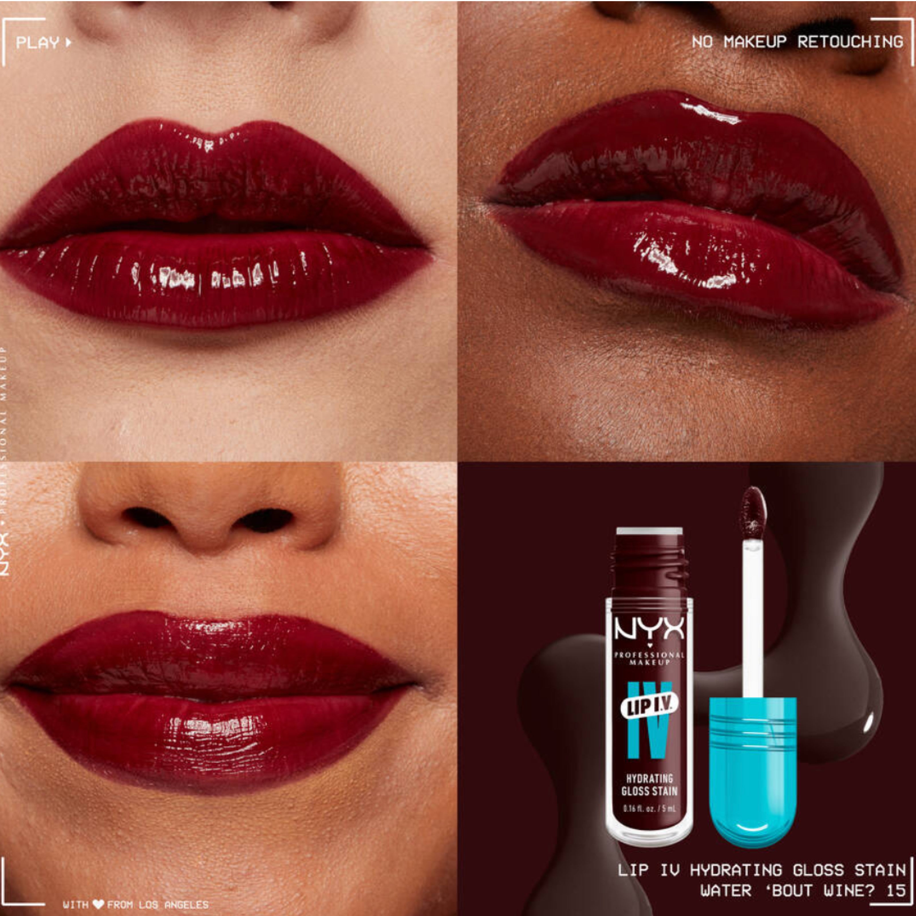 NYX Lip Gloss IV 15 Water Bout Wine - Moisturizing Lip Finish