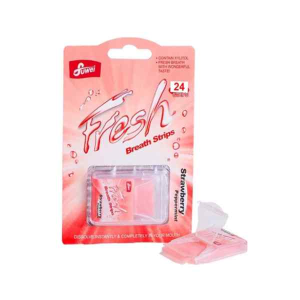 Fuwei mouth freshener strips 24pc fresh strawberry and mint flavor
