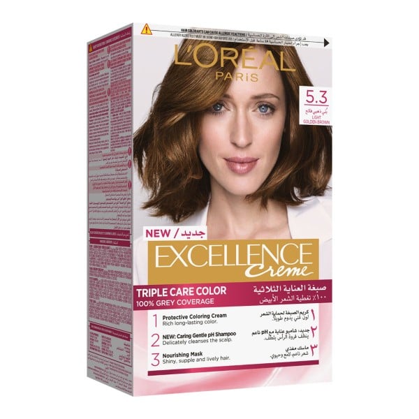 Loreal Loreal Hair Color Cream Excellence Triple Care 5.3 Light Golden Brown