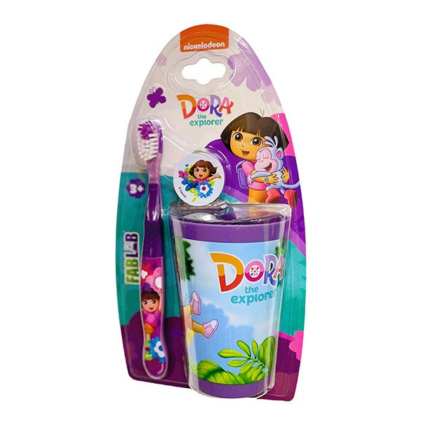 Nickelodeon Kids Toothbrush Dora With Lid And Cup