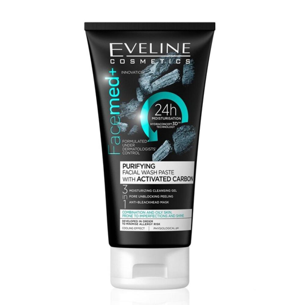 Eveline Face Scrub 150ml Face Med+ With Activated Carbon 3 In 1