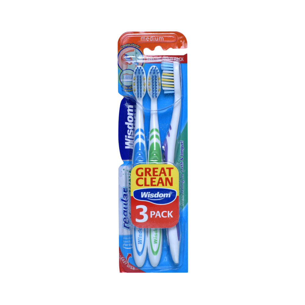 Wisdom Toothbrush 3pc Great Clean Long lasting Freshness Medium